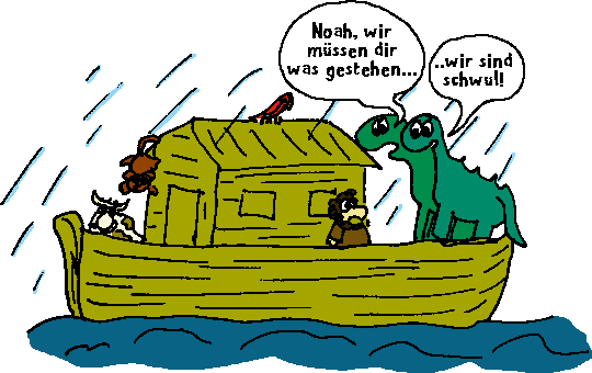 Schwules Dinosaurierpäärchen auf Noahs Arche